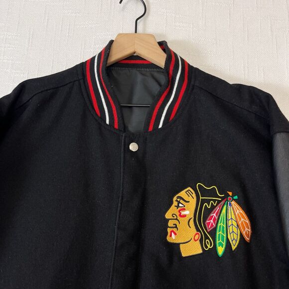 Y2K JH Design Reversible Bomber Chicago Blackhawks Varsity Jacket L-XL Vtg NHL - Picture 10 of 13